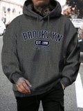 Hoodie masculino de gola redonda estampado em Nova York, agasalho extragrande, capuz Harajuku, Brooklyn Est, moda outono, confortável, 1998