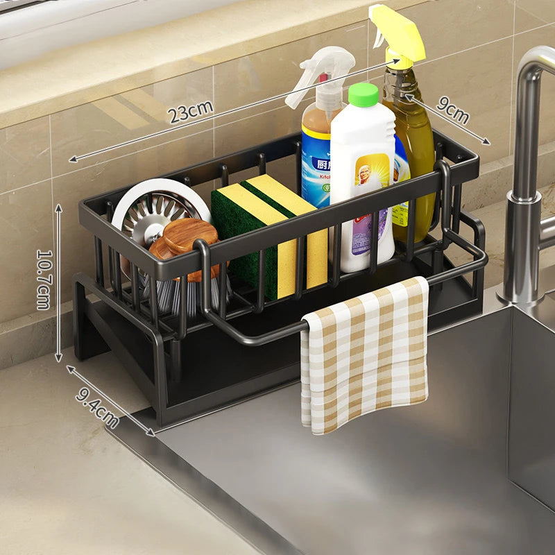 Esponja de cozinha rack dreno água lugar prato sabão organizar trapos multi funcional grande capacidade bancada e itens da loja
