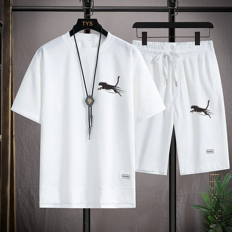 2025 moda e casual verão esportes ao ar livre terno dos homens respirável T-shirt shorts casual e elegante conjunto de duas peças