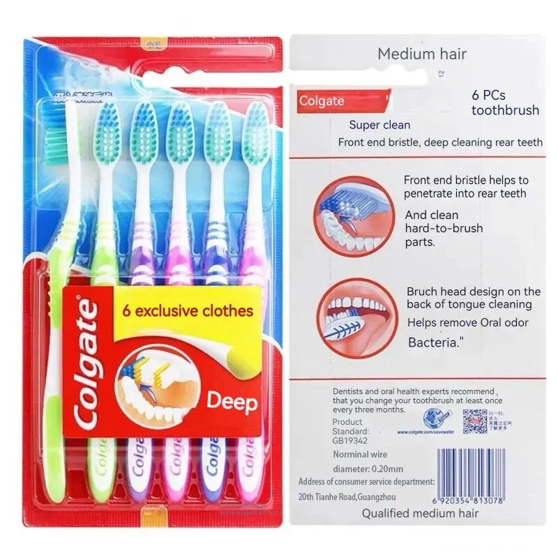 Six Packs Toothbrush Tooth Cleaning Família Casal Fine Soft Medium Hair Travel Suit para homens e mulheres Back Tooth Cleaning