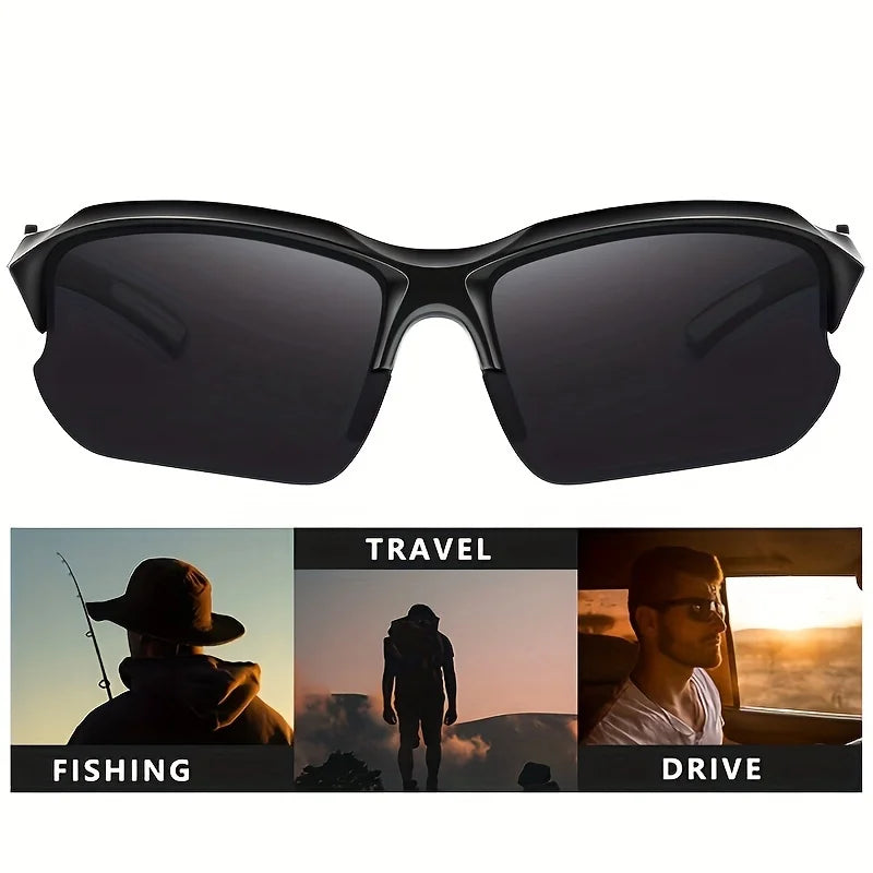 Óculos esportivos elegantes polarizados ao ar livre para homens e mulheres, à prova de vento, adequados para beisebol, corrida, pesca, golfe e direção