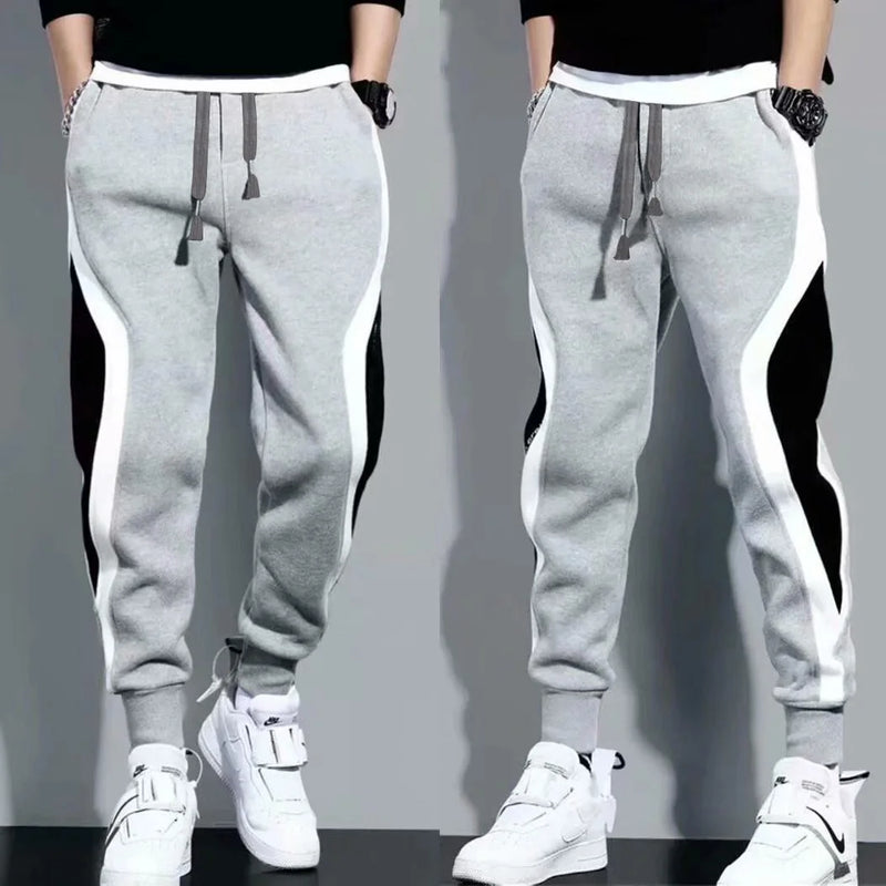 Calças esportivas masculinas primavera outono masculino solto encaixe leggings retalhos correndo treinamento calças casuais moda outfit
