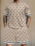 Conjunto de shorts de camiseta com estampa criativa, confortável e elástico, adequado para férias e uso diário conjunto de duas peças
