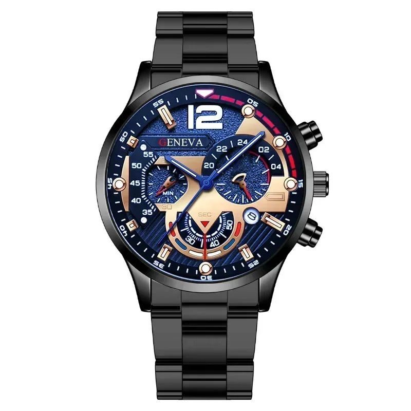 Moda masculina relógios de aço inoxidável luxo quartzo relógio de pulso calendário luminoso relógio masculino negócios casual reloj hombre