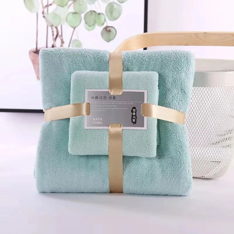 Conjunto de toalhas de banho, 2 peças, super macio, altamente absorvente, secagem rápida, veludo coral, toalha de banho para adultos, hotel e spa