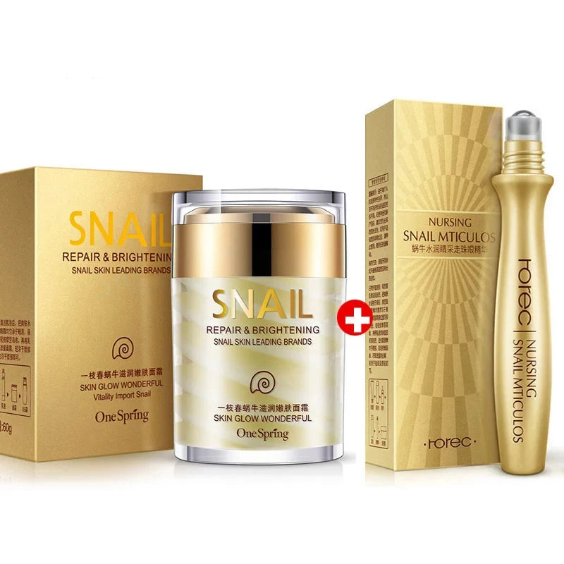 Creme de caracol para cuidados com a pele, creme de colágeno antienvelhecimento para clarear a pele, creme facial, desbota, olheiras escuras, remover bolsas para os olhos, soro para os olhos