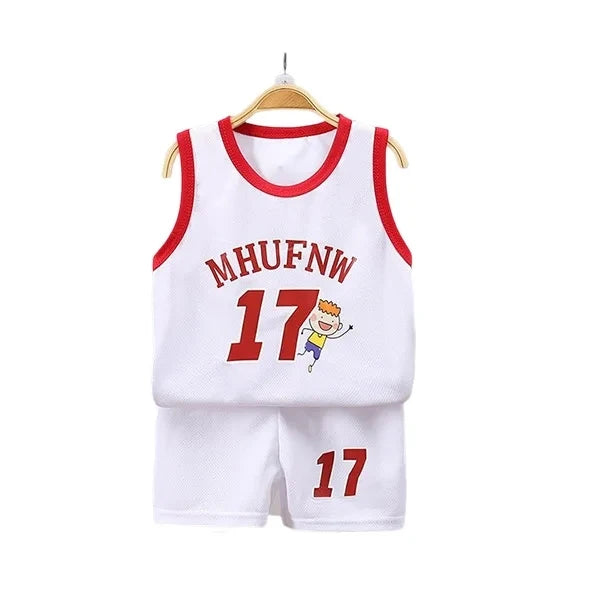Conjuntos infantis de verão, camiseta sem mangas, shorts, secagem rápida, regata ao ar livre, shorts, meninos, esporte, basquete tr