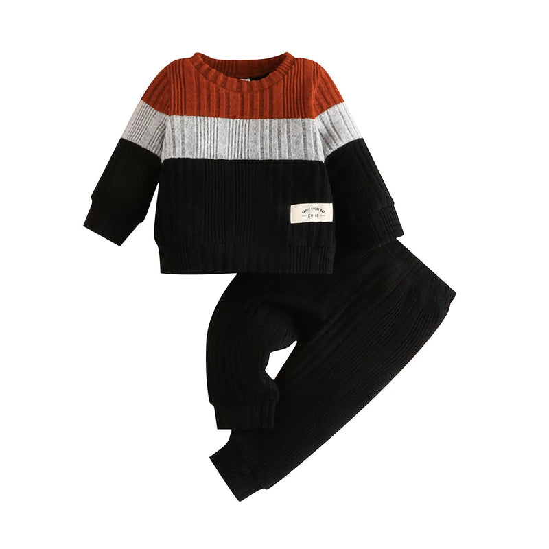 Conjunto de roupas de bebê meninos 3-24 meses manga longa suéter de inverno quente e calça longa roupa terno para bebê recém-nascido