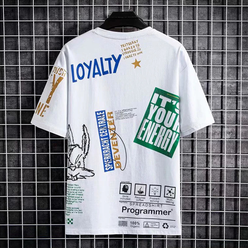 Camisas dos homens de verão Harajuku Moda Coreano Impressão Manga Curta Tops Tee Men Casual Men Clothing Streetwear Tendência T Shirts