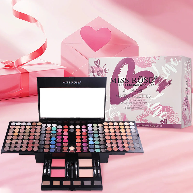 Sombra de olhos de 142 cores, blush de 3 cores, conjunto de maquiagem em pó de sobrancelha de 3 cores, maquiagem especial do maquiador