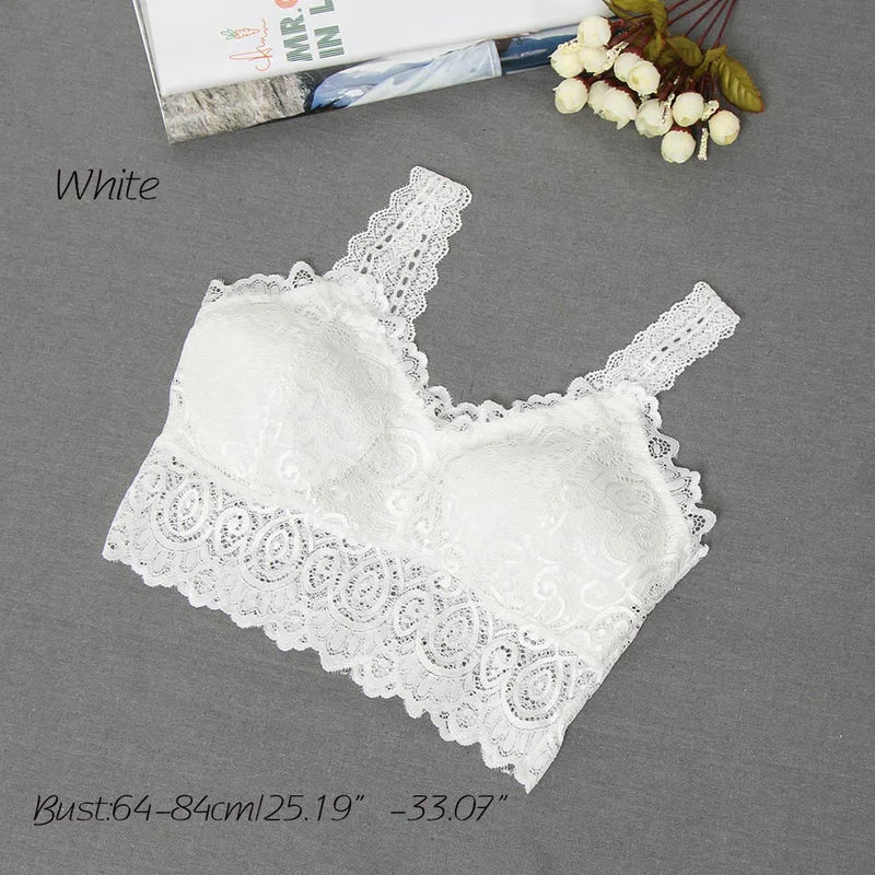 Novas mulheres preto branco sexy regata renda floral crochê acolchoado sutiã de algodão regata sexy com decote em v renda crochê colete casual