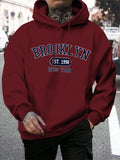 Hoodie masculino de gola redonda estampado em Nova York, agasalho extragrande, capuz Harajuku, Brooklyn Est, moda outono, confortável, 1998