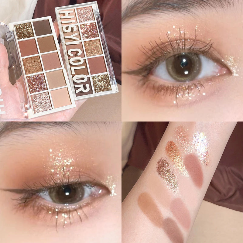 Star Rejuvenation Eye Shadow Pearl, pó de desejo puro, placa marrom, maquiagem barata diária suave, rosa fosco, dez cores