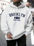 Hoodie masculino de gola redonda estampado em Nova York, agasalho extragrande, capuz Harajuku, Brooklyn Est, moda outono, confortável, 1998