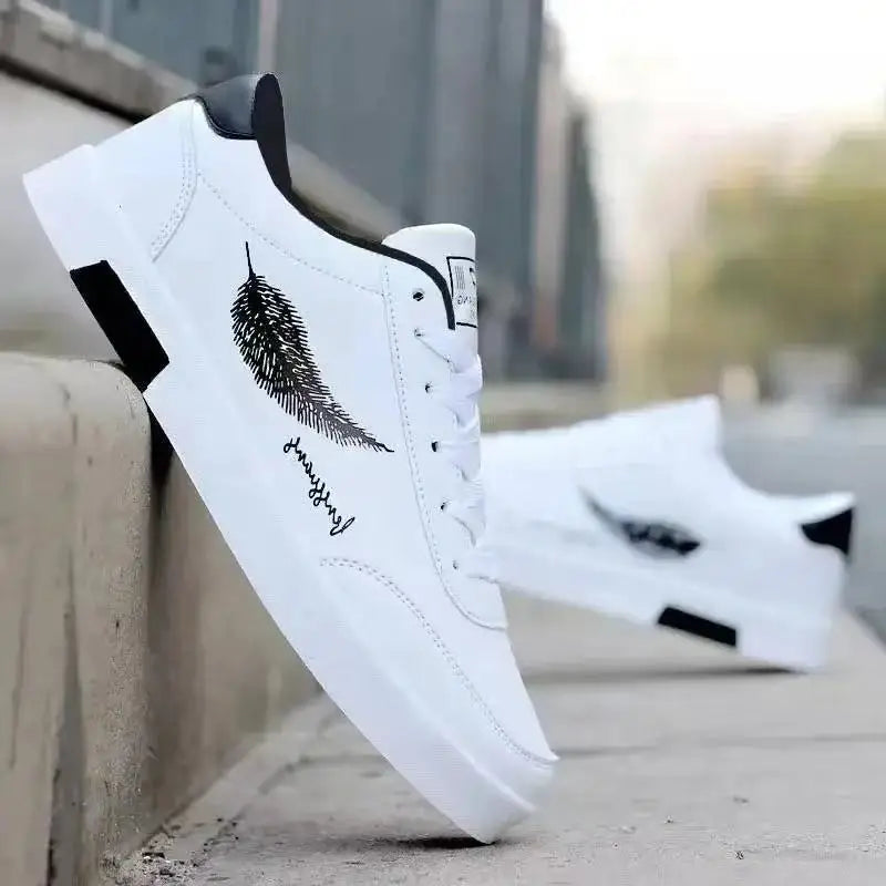 Branco masculino sapatos esportivos na moda sapatos casuais homem de couro apartamentos conforto resistente tênis casuais masculinos zapatillas de hombre