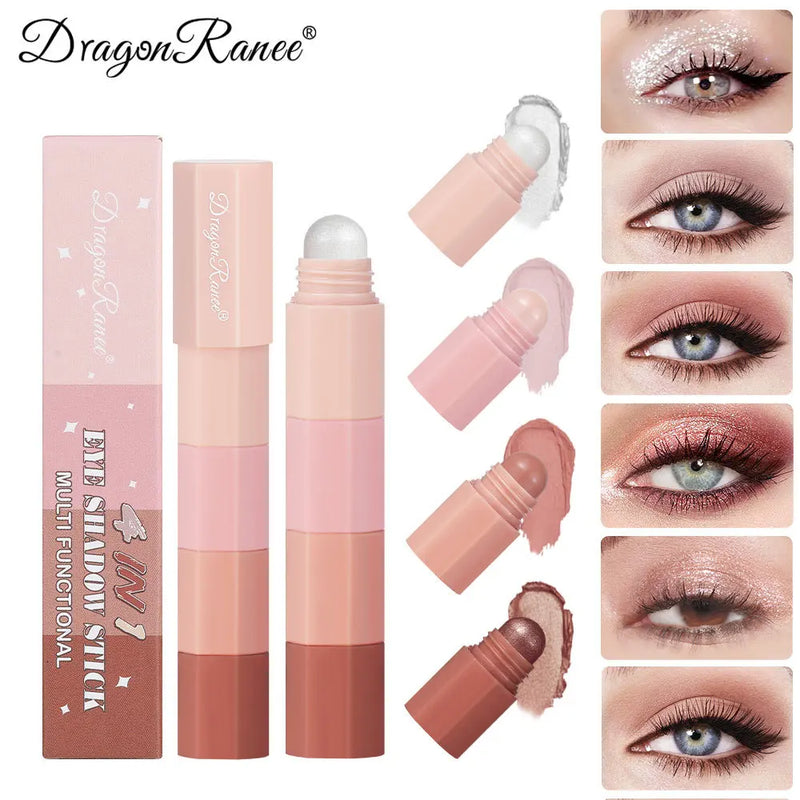 Dragon Ranee-Lápis de Sombra Preguiçoso, Impermeável, Não-Cascão Highlighter, Lápis Silkworm, Perolado, Conjunto de 4 cores