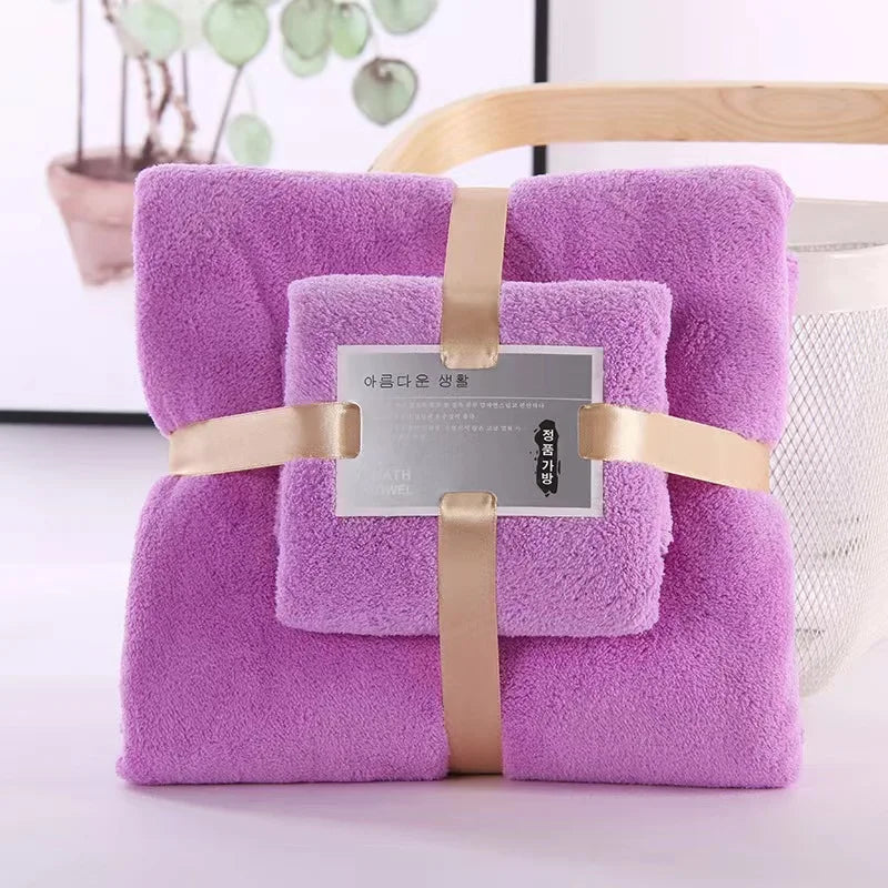 Conjunto de toalhas de banho, 2 peças, super macio, altamente absorvente, secagem rápida, veludo coral, toalha de banho para adultos, hotel e spa