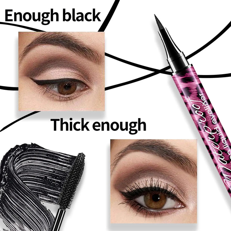 YANQINA-Lápis Delineador Líquido, 4D Waterproof Mascara Set, Eye Liner, Curling Grosso, Lápis de sobrancelha, Maquiagem Olhos, Cosméticos