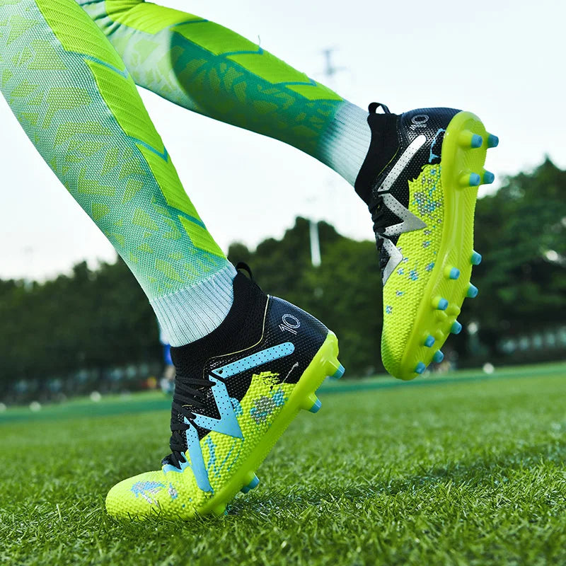 Botas de futebol profissional malha respirável juventude chuteiras antiderrapante tênis rápidos moda grama artificial sapatos de futebol