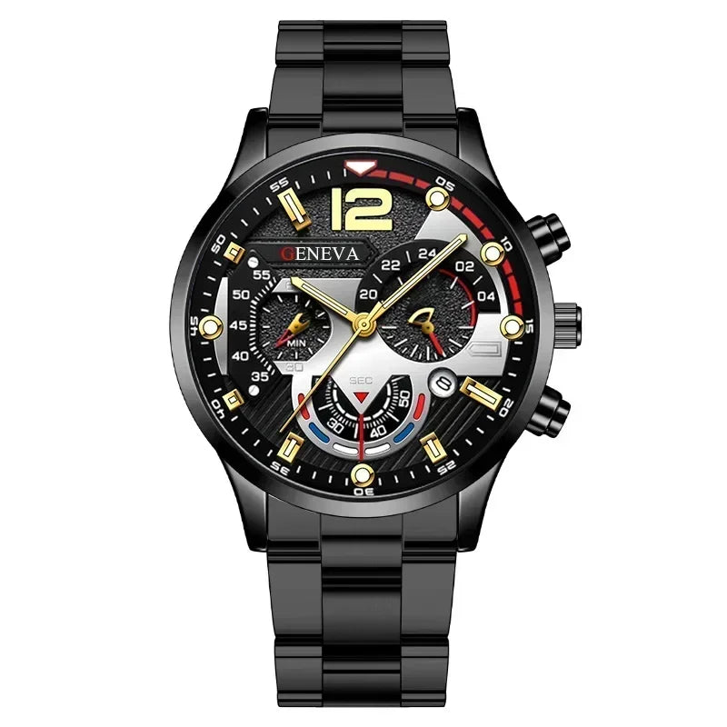 Moda masculina relógios de aço inoxidável luxo quartzo relógio de pulso calendário luminoso relógio masculino negócios casual reloj hombre