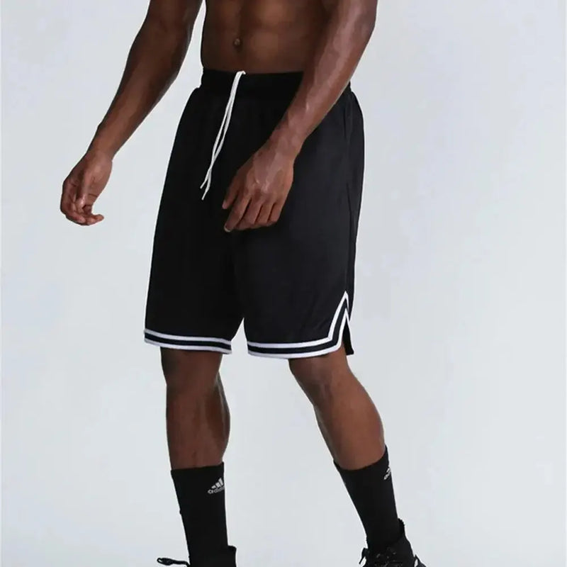 Calção esportiva casual de 5 pontos masculino, calça de basquete solta, fina de malha, roupa exterior, grande, tendência, verão
