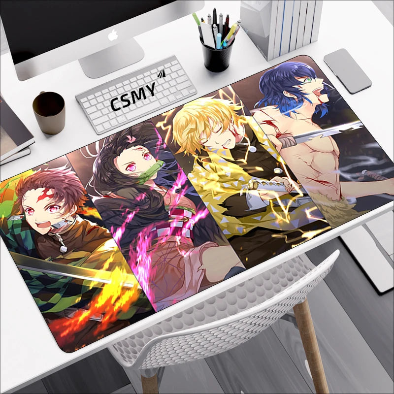 Demon slayer mouse pad para jogos, laptops, teclado, acessórios para pc, protetor de mesa, mousepad gamer, anime mause