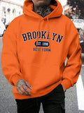 Hoodie masculino de gola redonda estampado em Nova York, agasalho extragrande, capuz Harajuku, Brooklyn Est, moda outono, confortável, 1998