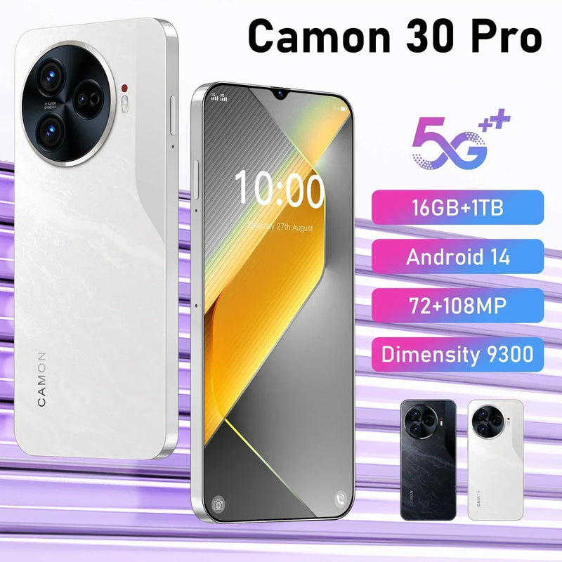 Camon 30 pro smartphone 6.8 hd android telefone móvel desbloqueado 5g cartão sim duplo 6800mah 16gb + 1tb celular 72mp + 108mp celulares