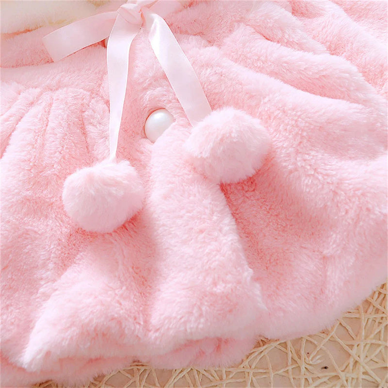 Roupas infantis nova capa meninas outono e inverno lã camisola xale orelha do bebê jaqueta de lã capa