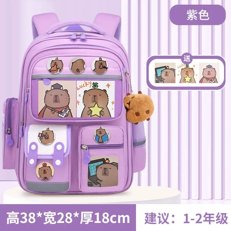 Mochila escolar de estudante Capibara, mochila infantil de grande capacidade. Bolsas para livros de volta às aulas para meninos e meninas