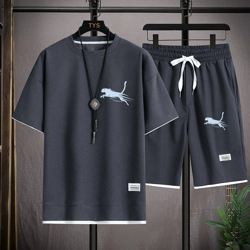 2025 moda e casual verão esportes ao ar livre terno dos homens respirável T-shirt shorts casual e elegante conjunto de duas peças