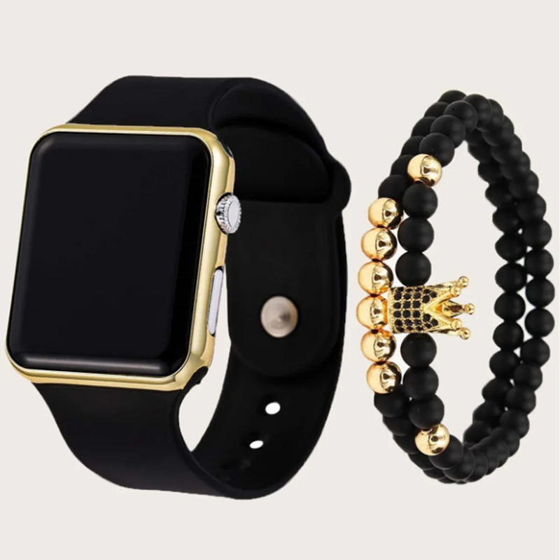1pc pulseira de plástico preto elegante mostrador quadrado relógio eletrônico