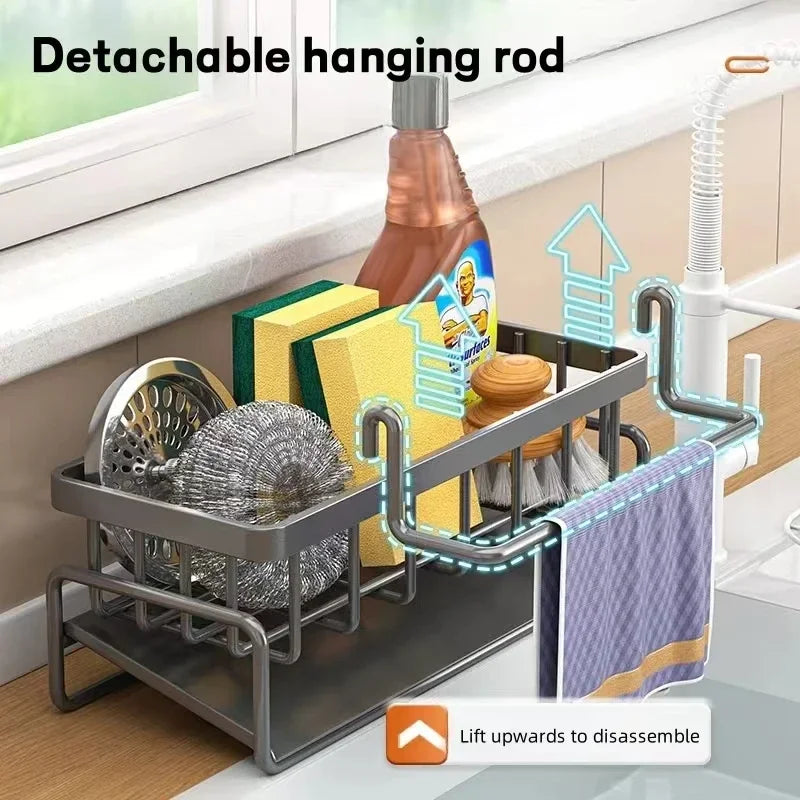 Esponja de cozinha rack dreno água lugar prato sabão organizar trapos multi funcional grande capacidade bancada e itens da loja