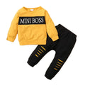 Roupas de bebê menino criança menino roupa terno carta impressão manga longa topo + calças 2 peças moda infantil primavera roupas esportivas