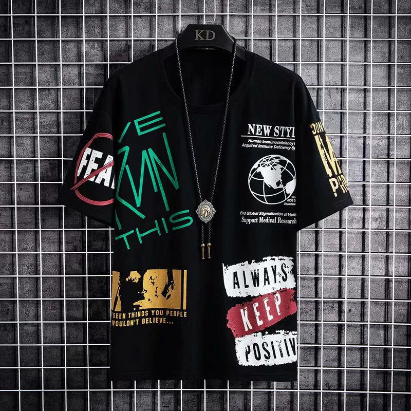 Camisas dos homens de verão Harajuku Moda Coreano Impressão Manga Curta Tops Tee Men Casual Men Clothing Streetwear Tendência T Shirts