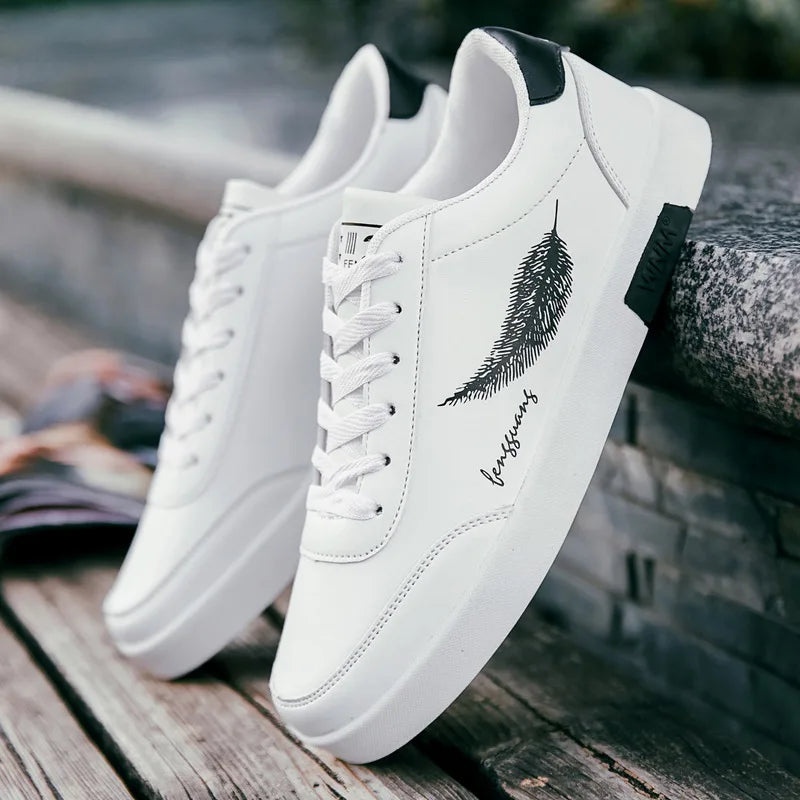 Branco masculino sapatos esportivos na moda sapatos casuais homem de couro apartamentos conforto resistente tênis casuais masculinos zapatillas de hombre