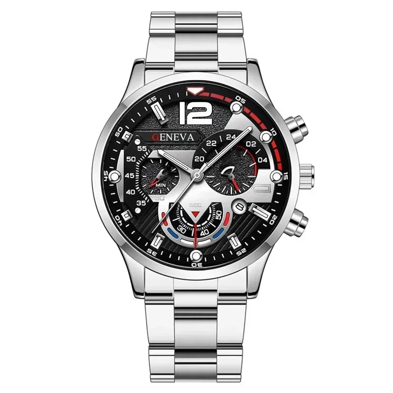 Moda masculina relógios de aço inoxidável luxo quartzo relógio de pulso calendário luminoso relógio masculino negócios casual reloj hombre