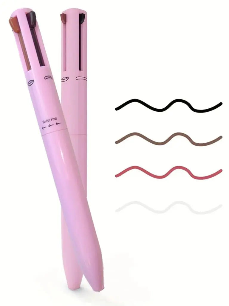Delineador labial multifuncional 4 em 1, delineador e lápis de sobrancelha conjunto de 4 cores