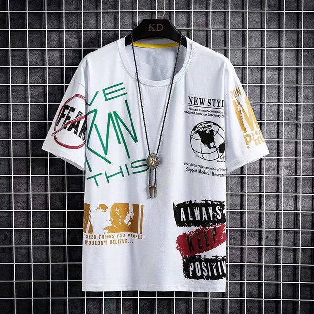 Camisas dos homens de verão Harajuku Moda Coreano Impressão Manga Curta Tops Tee Men Casual Men Clothing Streetwear Tendência T Shirts