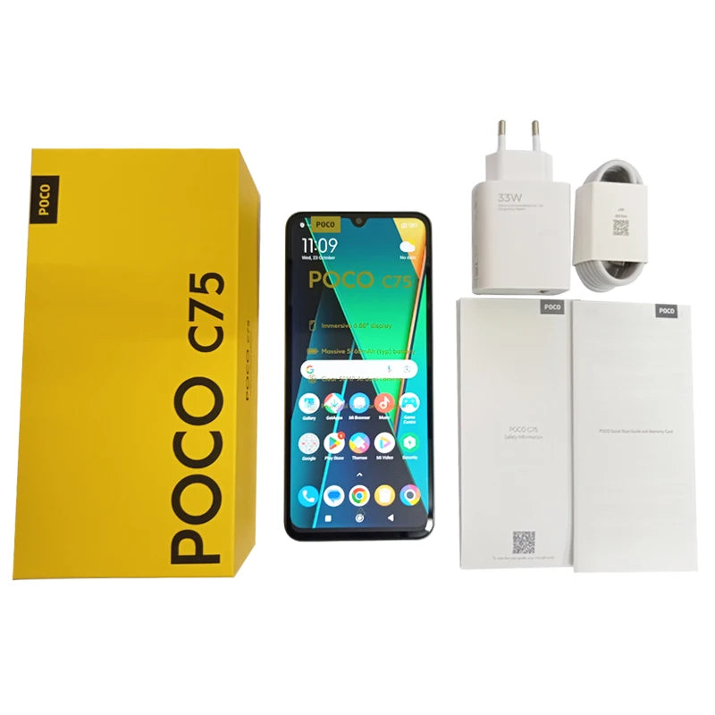 Poco c75 versão global helio G81-Ultra 5160mah bateria xiaomi hyperos nfc 6.88 ''120hz display 50mp ai câmera dupla