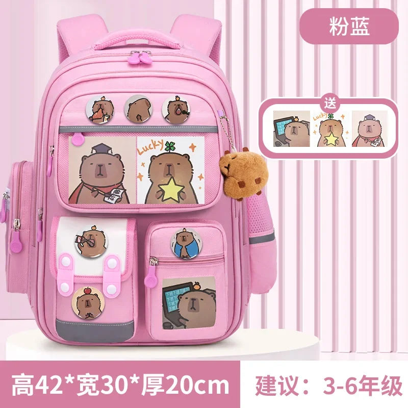 Mochila escolar de estudante Capibara, mochila infantil de grande capacidade. Bolsas para livros de volta às aulas para meninos e meninas