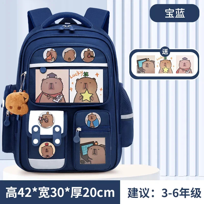 Mochila escolar de estudante Capibara, mochila infantil de grande capacidade. Bolsas para livros de volta às aulas para meninos e meninas