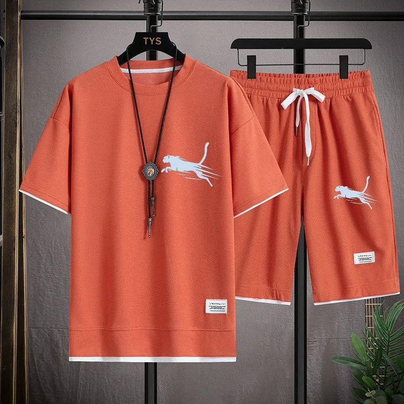 2025 moda e casual verão esportes ao ar livre terno dos homens respirável T-shirt shorts casual e elegante conjunto de duas peças