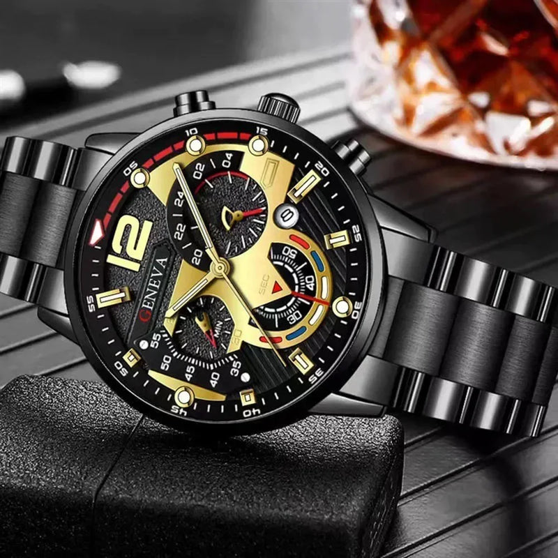 Moda masculina relógios de aço inoxidável luxo quartzo relógio de pulso calendário luminoso relógio masculino negócios casual reloj hombre
