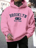 Hoodie masculino de gola redonda estampado em Nova York, agasalho extragrande, capuz Harajuku, Brooklyn Est, moda outono, confortável, 1998