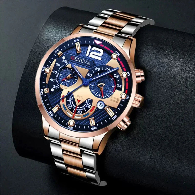 Moda masculina relógios de aço inoxidável luxo quartzo relógio de pulso calendário luminoso relógio masculino negócios casual reloj hombre