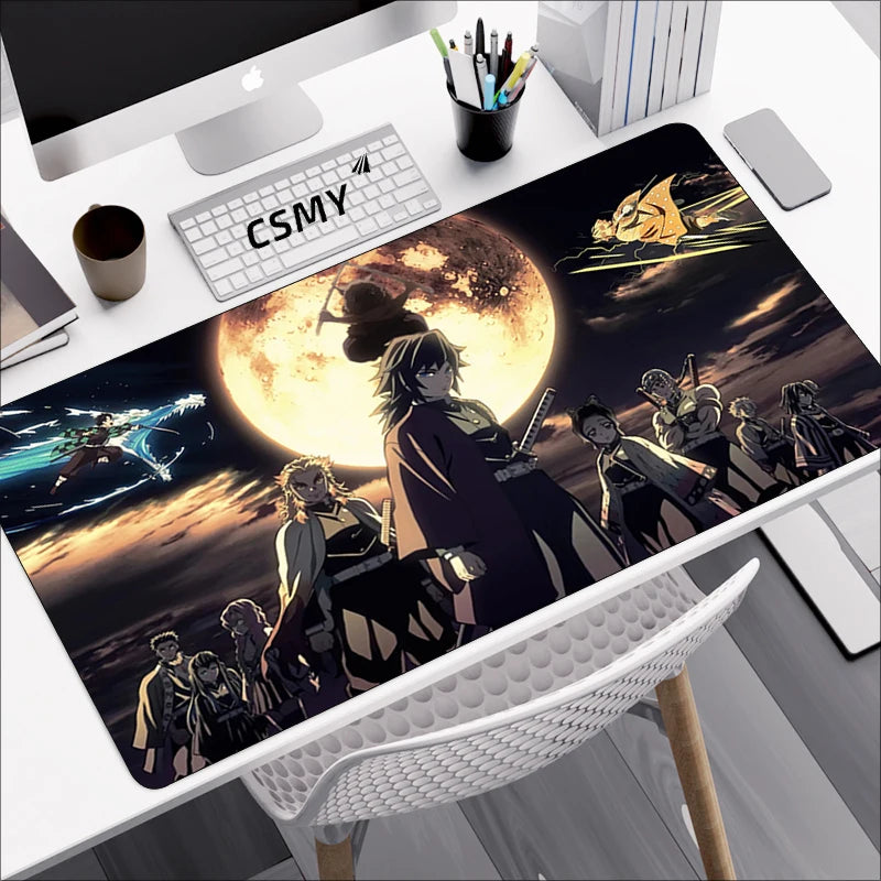 Demon slayer mouse pad para jogos, laptops, teclado, acessórios para pc, protetor de mesa, mousepad gamer, anime mause