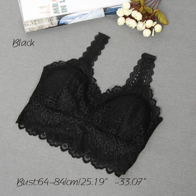 Novas mulheres preto branco sexy regata renda floral crochê acolchoado sutiã de algodão regata sexy com decote em v renda crochê colete casual