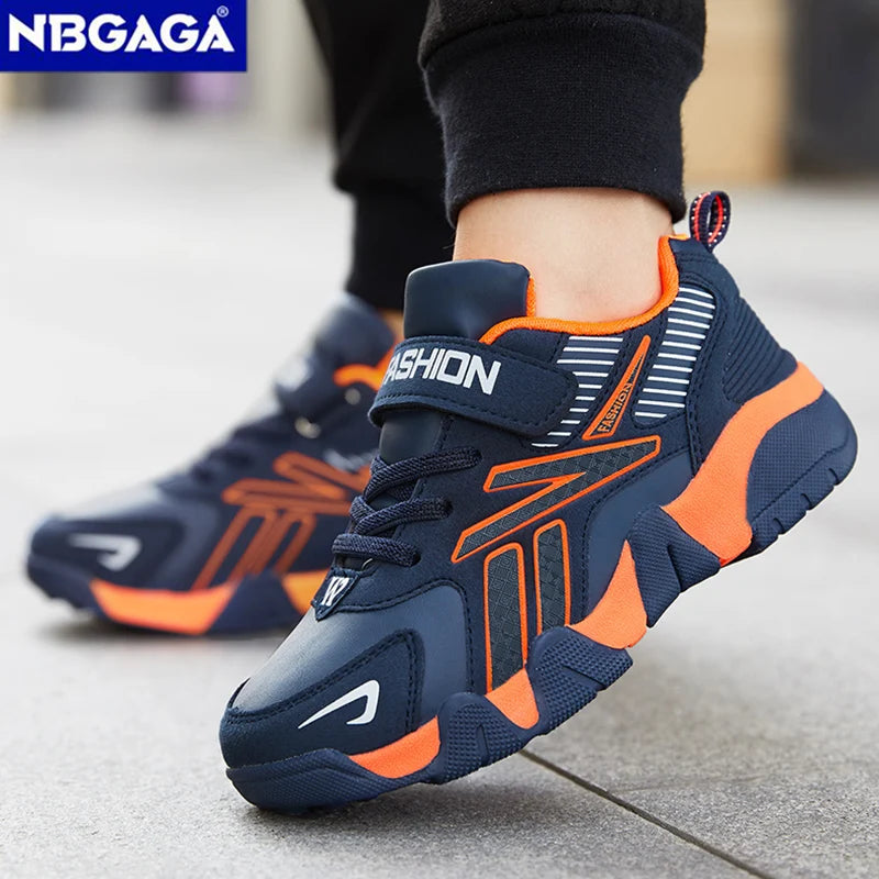Tênis de couro infantil, sapatos de meninos, casual, tênis, corrida, escola, esportes, crianças, meninos, moda, sapatos de caminhada, 7-12 anos
