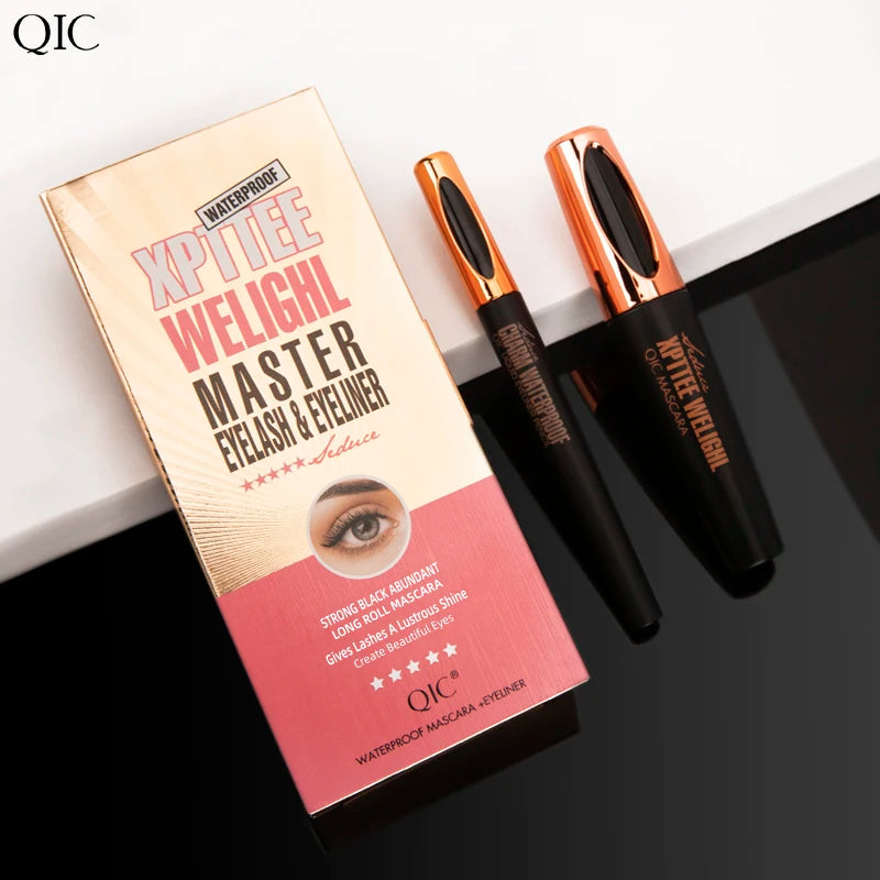 Lápis delineador líquido 4d, conjunto de rímel à prova d'água, cosméticos, delineador grosso, ondulação, lápis de sobrancelha, maquiagem para os olhos